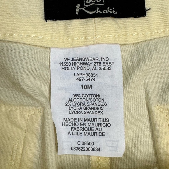 Women's Lee 10 Medium Chino Khakis Shorts Pastel Yellow Twill High Rise Stretch - Picture 7 of 8